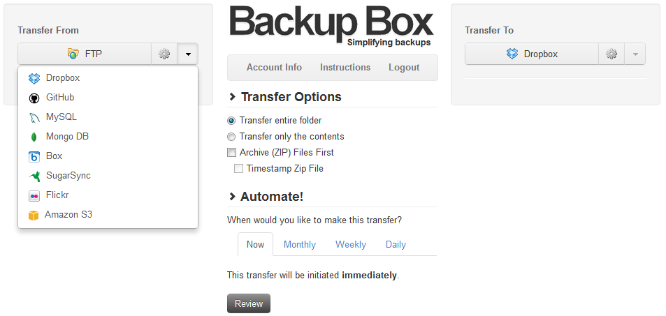  Backup Box 網站介面
