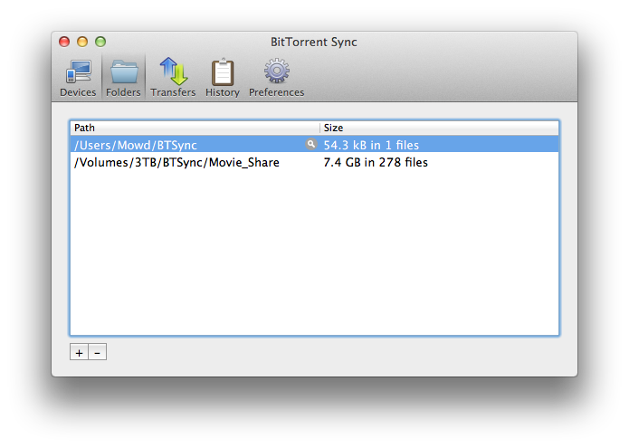  BitTorrent Sync 的程式界面 